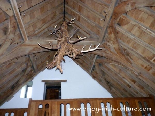 Ceiling of the great hall at the Irish castle at Annaghdown, County Galway, Ireland.