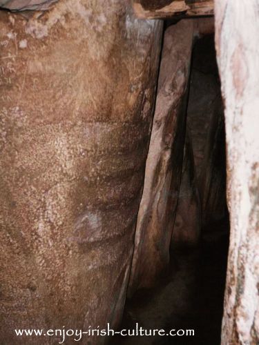 The narrow passage into ancient Ireland's Newgrange tomb in County Meath, Ireland.