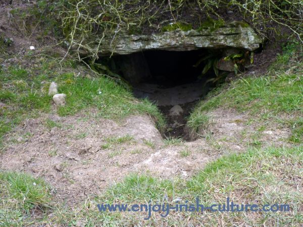 The entrance to Owenagat cave at ancient Ireland's Rathcroghan Royal Site at Tulsk, County Roscommon, Ireland.