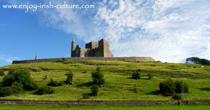 View from afar at the Cashel Rock, County Tipperary, Ireland.