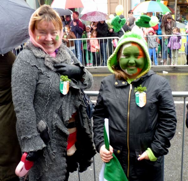 St Paddy's Day Parade Galway 2013, revellers with facepaint