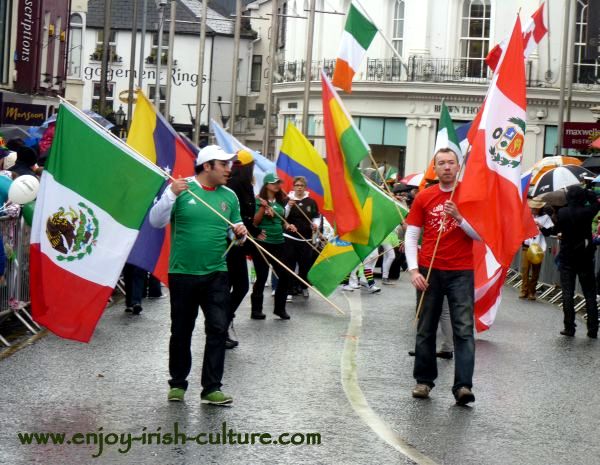 St Paddy's Day in Galway, international flags