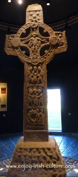 The Cross of the Scriptures- the most famous Irish high cross, at Clonmacnoise, County Offaly, Ireland.