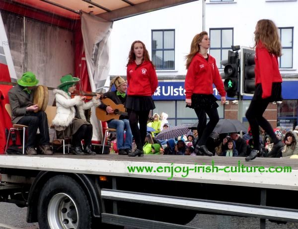 Paddy's Day in Galway, Ireland, Irish dancing float